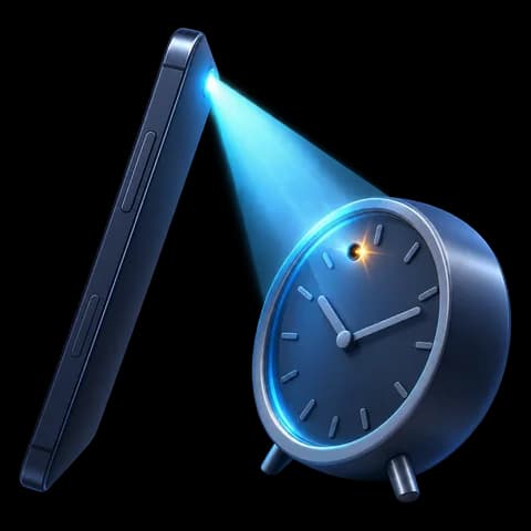Illustration of a phone flashlight picking out a small reflection, the technique used to look through the slats of a vent grille