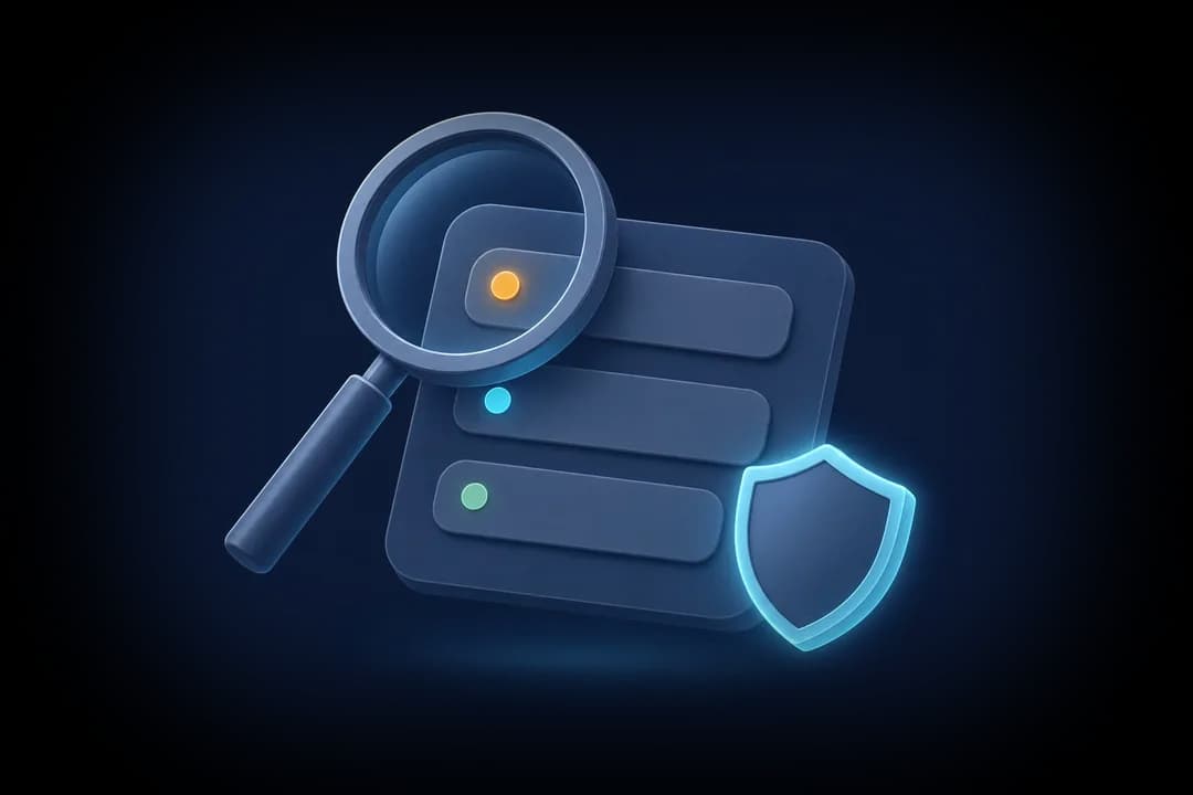 Illustration of a phone showing a list of scan results under a magnifier, standing for the reasons an object gets flagged for a closer look